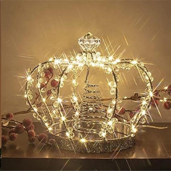 Christmas Jeweled Crown Tree Topper, Light up with 60 Warm...